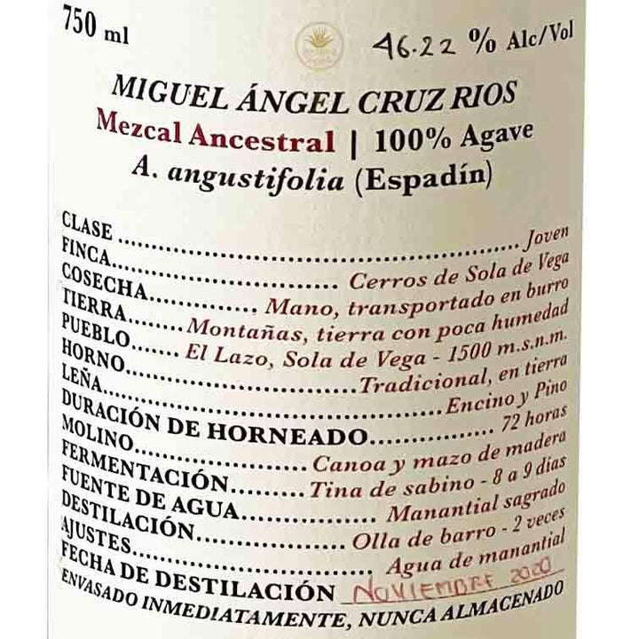 Cuentacuentos Espadin Ancestral Mezcal Miguel Angel Cruz Rios Label