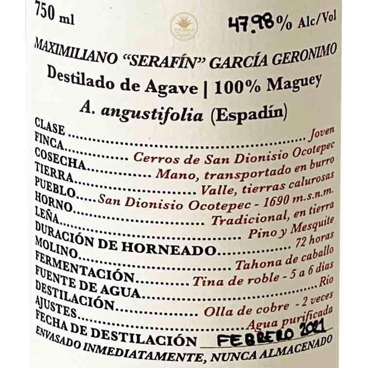 Cuentacuentos Espadin Ancestral Mezcal Serafin Gracia Geronimo Label